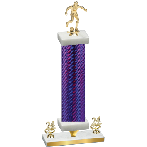 Premium Single Purple Carbon Fiber Year Soccer Trophy