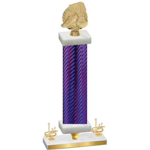 Premium Single Purple Carbon Fiber First Place Soccer Trophy