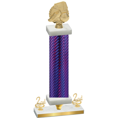 Premium Single Purple Carbon Fiber Second Place Soccer Trophy