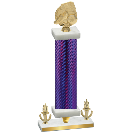 Premium Single Purple Carbon Fiber Victory Soccer Trophy