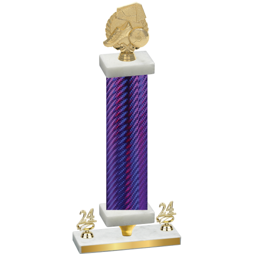 Premium Single Purple Carbon Fiber Year Soccer Trophy