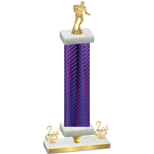 Premium Single Purple Carbon Fiber Second Place Rugby Trophy