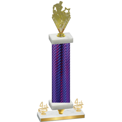 Premium Single Purple Carbon Fiber Fourth Place Rugby Trophy