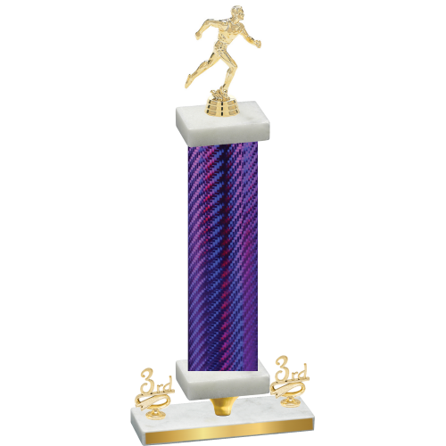 Premium Single Purple Carbon Fiber Third Place Running Trophy