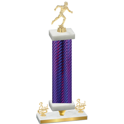 Premium Single Purple Carbon Fiber Third Place Running Trophy