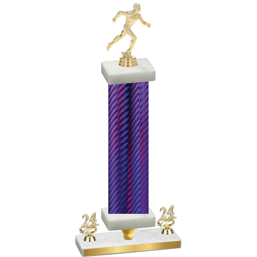 Premium Single Purple Carbon Fiber Year Running Trophy