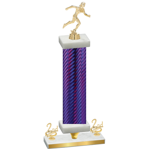 Premium Single Purple Carbon Fiber Second Place Running Trophy