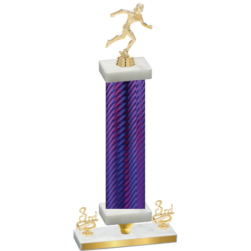 Premium Single Purple Carbon Fiber Third Place Running Trophy