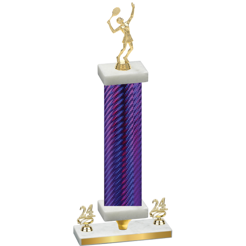 Premium Single Purple Carbon Fiber Year Tennis Trophy