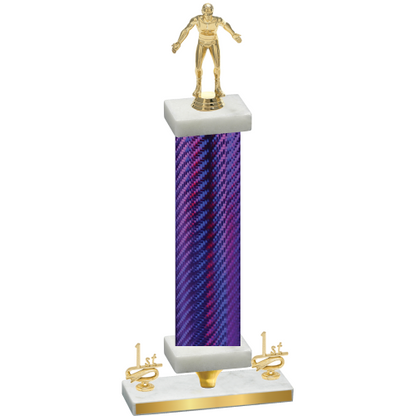 Premium Single Purple Carbon Fiber First Place Wrestling Trophy