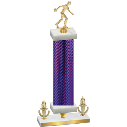 Premium Single Purple Carbon Fiber Victory Bowling Trophy