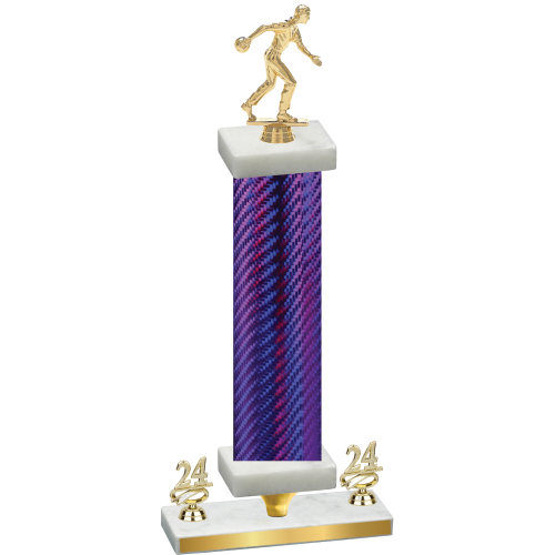 Premium Single Purple Carbon Fiber Year Bowling Trophy