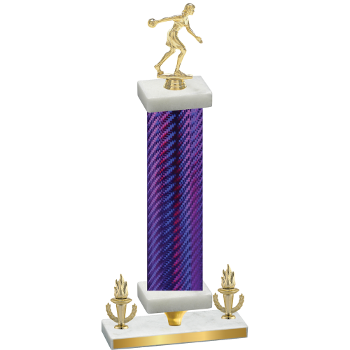 Premium Single Purple Carbon Fiber Victory Bowling Trophy