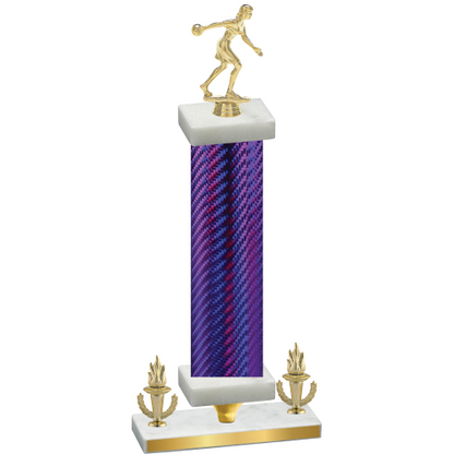 Premium Single Purple Carbon Fiber Victory Bowling Trophy