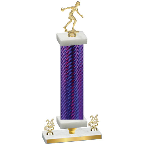 Premium Single Purple Carbon Fiber Year Bowling Trophy