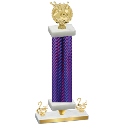 Premium Single Purple Carbon Fiber Second Place Bowling Trophy