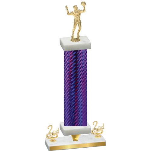 Premium Single Purple Carbon Fiber Second Place Volleyball Trophy