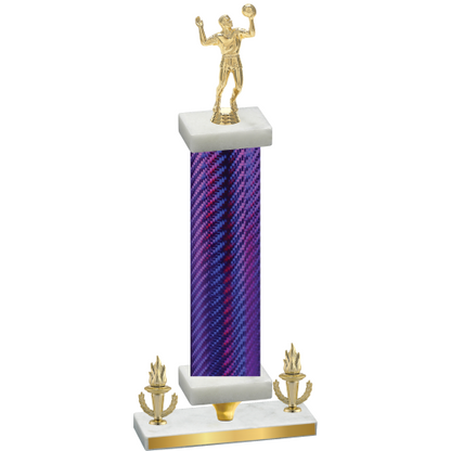 Premium Single Purple Carbon Fiber Victory Volleyball Trophy