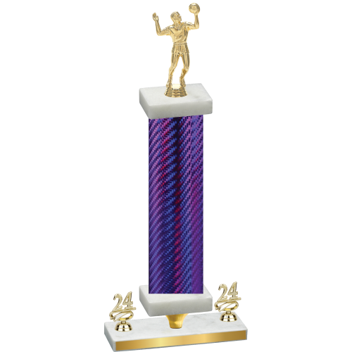 Premium Single Purple Carbon Fiber Year Volleyball Trophy