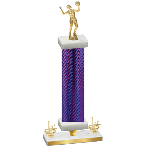 Premium Single Purple Carbon Fiber First Place Volleyball Trophy