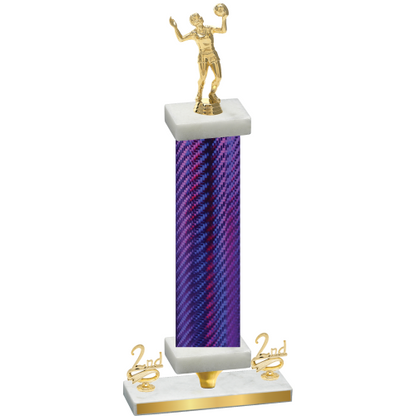 Premium Single Purple Carbon Fiber Second Place Volleyball Trophy