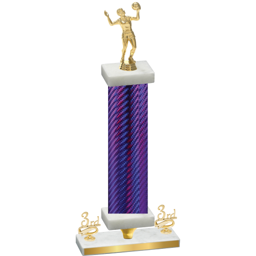 Premium Single Purple Carbon Fiber Third Place Volleyball Trophy