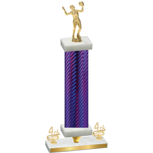 Premium Single Purple Carbon Fiber Fourth Place Volleyball Trophy