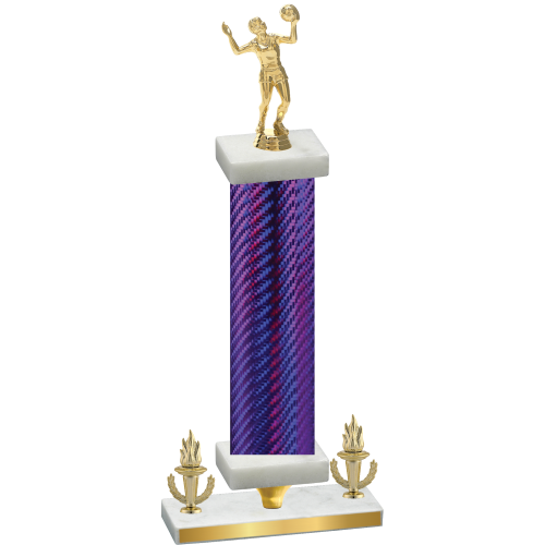 Premium Single Purple Carbon Fiber Victory Volleyball Trophy