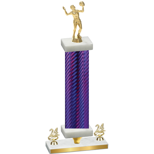 Premium Single Purple Carbon Fiber Year Volleyball Trophy