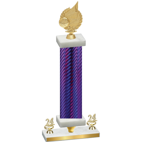 Premium Single Purple Carbon Fiber Year Volleyball Trophy