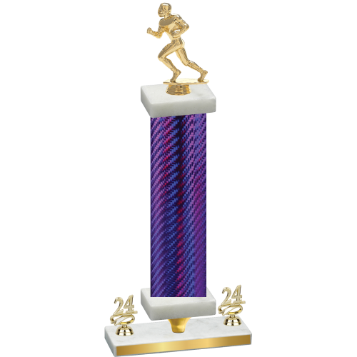 Premium Single Purple Carbon Fiber Year Football Trophy