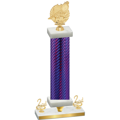 Premium Single Purple Carbon Fiber Second Place Swimming Trophy