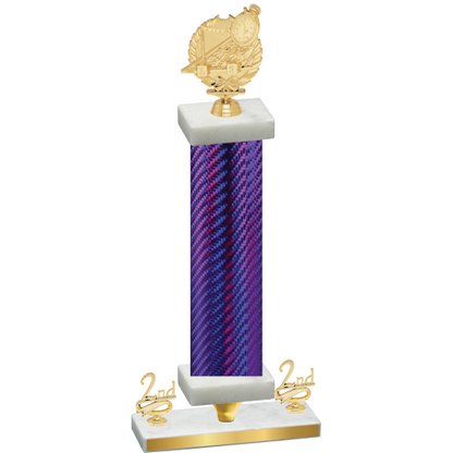 Premium Single Purple Carbon Fiber Second Place Swimming Trophy