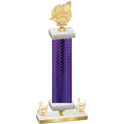 Premium Single Purple Carbon Fiber Third Place Swimming Trophy