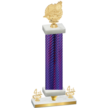 Premium Single Purple Carbon Fiber Fourth Place Swimming Trophy