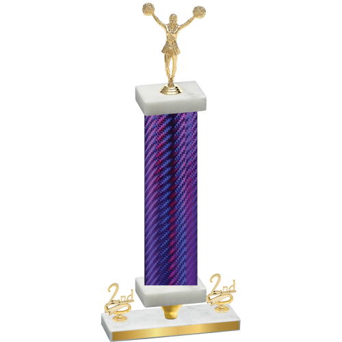 Premium Single Purple Carbon Fiber Second Place Cheerleading Trophy