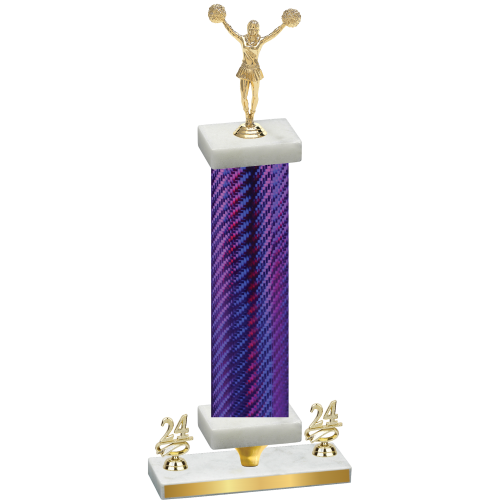 Premium Single Purple Carbon Fiber Year Cheerleading Trophy