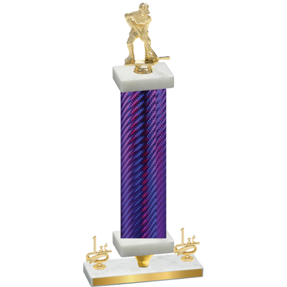 Premium Single Purple Carbon Fiber First Place Hockey Trophy