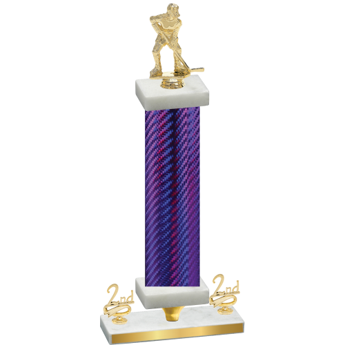 Premium Single Purple Carbon Fiber Second Place Hockey Trophy