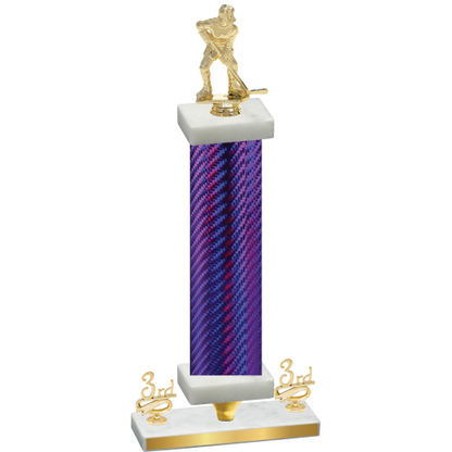 Premium Single Purple Carbon Fiber Third Place Hockey Trophy