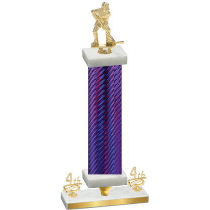 Premium Single Purple Carbon Fiber Fourth Place Hockey Trophy