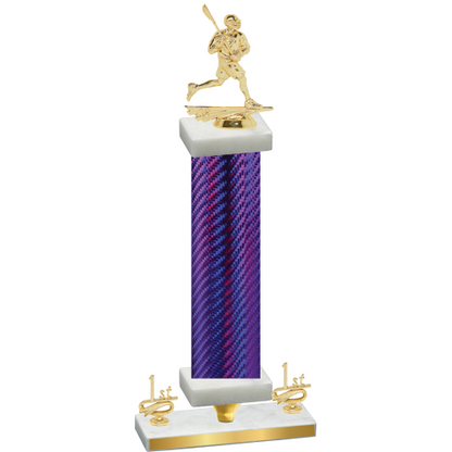 Premium Single Purple Carbon Fiber First Place Lacrosse Trophy