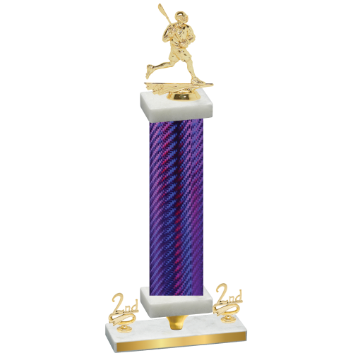 Premium Single Purple Carbon Fiber Second Place Lacrosse Trophy