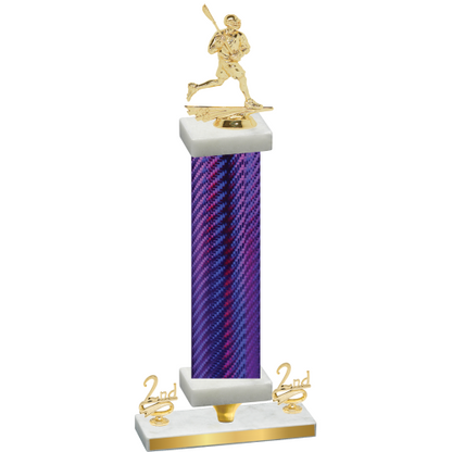 Premium Single Purple Carbon Fiber Second Place Lacrosse Trophy