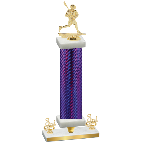 Premium Single Purple Carbon Fiber Third Place Lacrosse Trophy