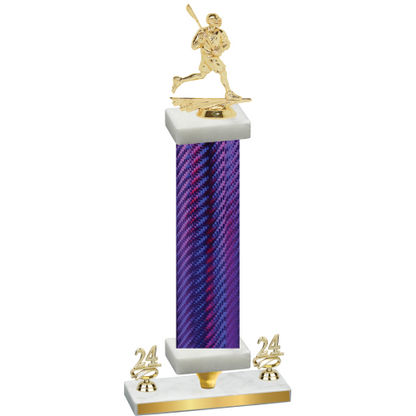 Premium Single Purple Carbon Fiber Year Lacrosse Trophy