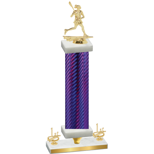 Premium Single Purple Carbon Fiber First Place Lacrosse Trophy