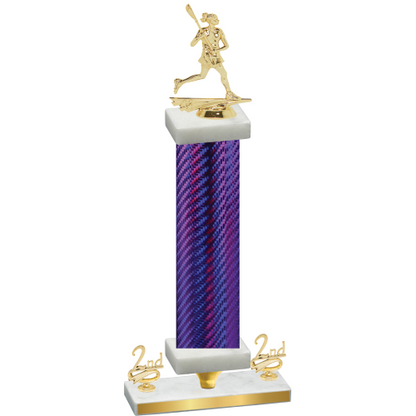 Premium Single Purple Carbon Fiber Second Place Lacrosse Trophy