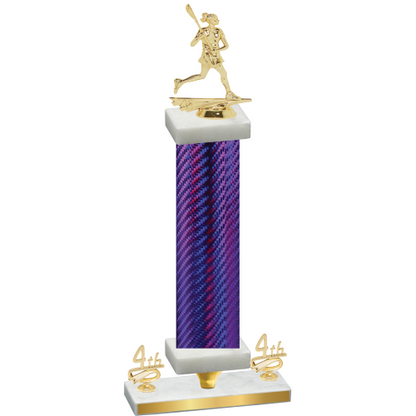 Premium Single Purple Carbon Fiber Fourth Place Lacrosse Trophy