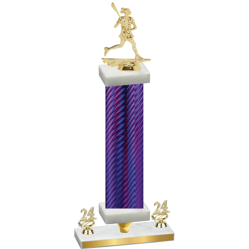 Premium Single Purple Carbon Fiber Year Lacrosse Trophy